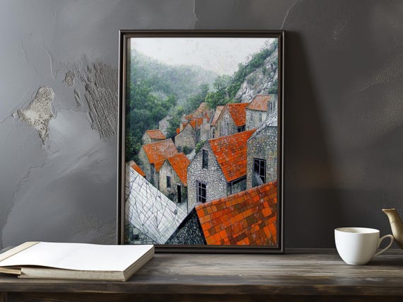 A View Of Village From Afar Paul Cezanne Inspired Impressionist Art Print French Natural Landscape Still Life Poster Impressionism