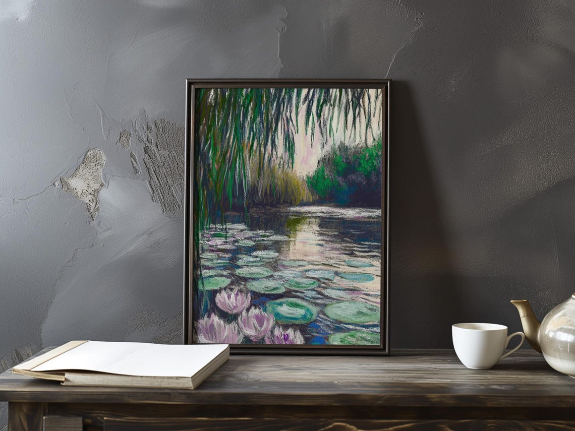 Claude Monet Purple Water Lilies Under Willow Branches Poster