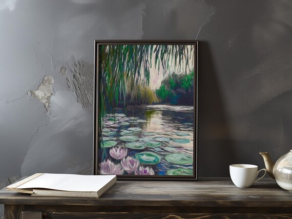 Claude Monet Purple Water Lilies Under Willow Branches Poster