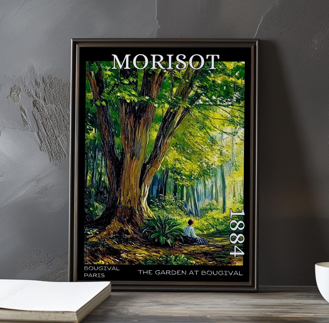 Morisot The Garden at Bougival 1884 Figure Beneath Giant Trees Poster