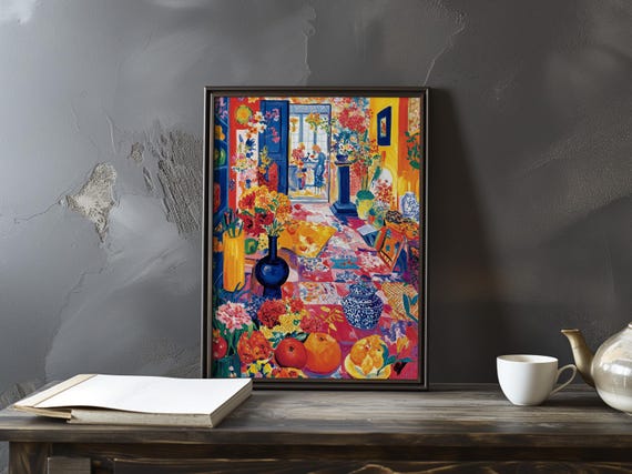 Henri Matisseinspired Impressionism Art Poster Vibrant Interior With Bold Colours And Florals Vintage Fauvism Decor French Print