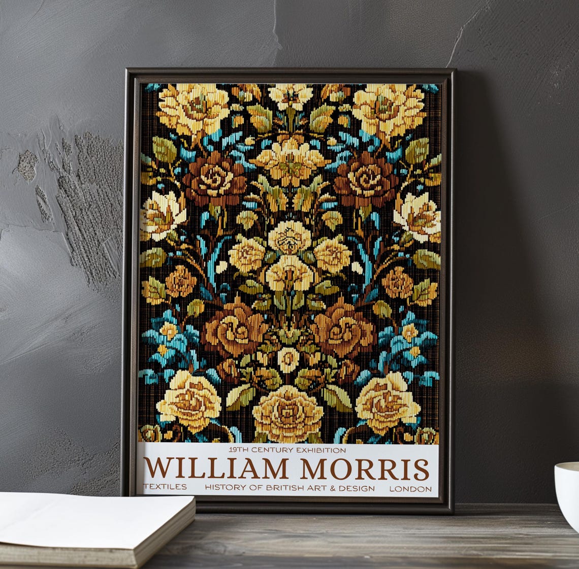 William Morris Golden Rose Tapestry Black Night Exhibition Poster