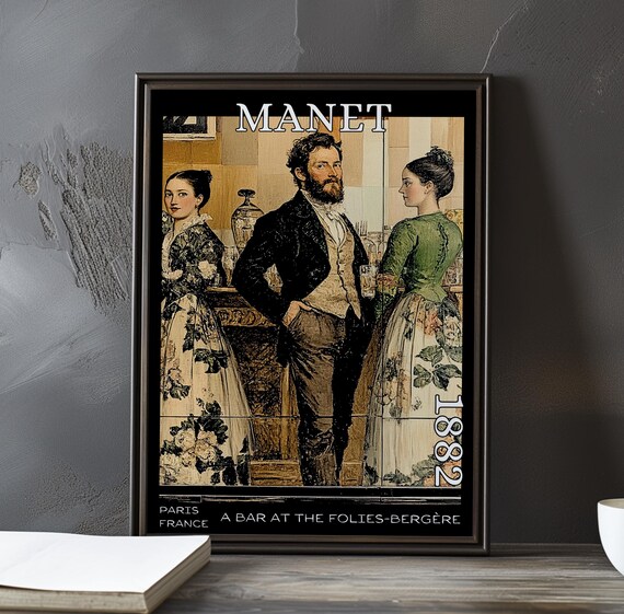 Manet Bearded Gentleman Between Two Women 1882 Paris France Poster