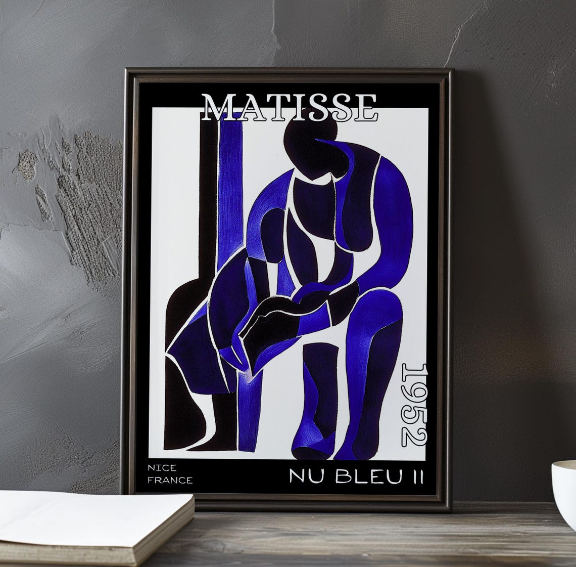 Matisse Angular Dark Blue Figure on White 1952 Exhibition Poster
