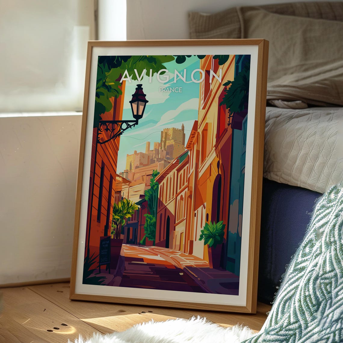 Avignon France Provence Old Town Street Palais des Papes Travel Poster - Image 3