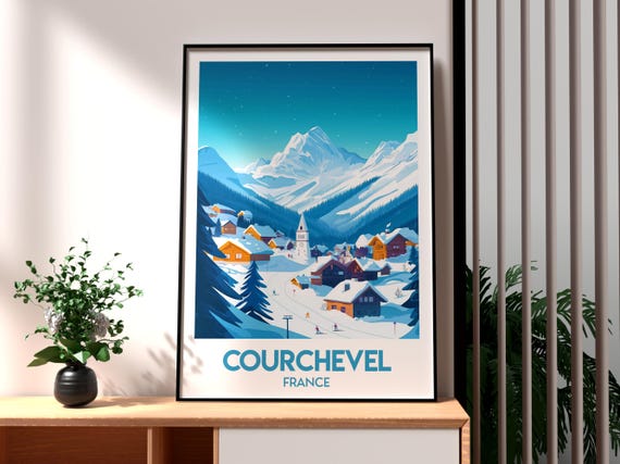 Courchevel Skiing Poster The Three Valleys French Alps France Ski Val Thorens Meribel Resort