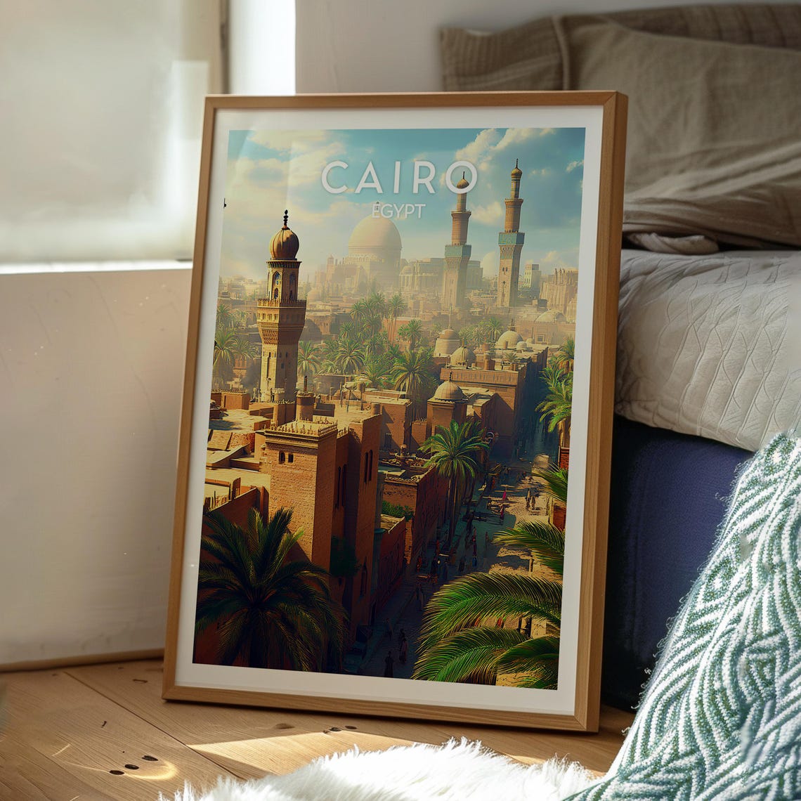 Cairo Poster Egypt Travel The Pyramids Art Print City Wall - Image 3
