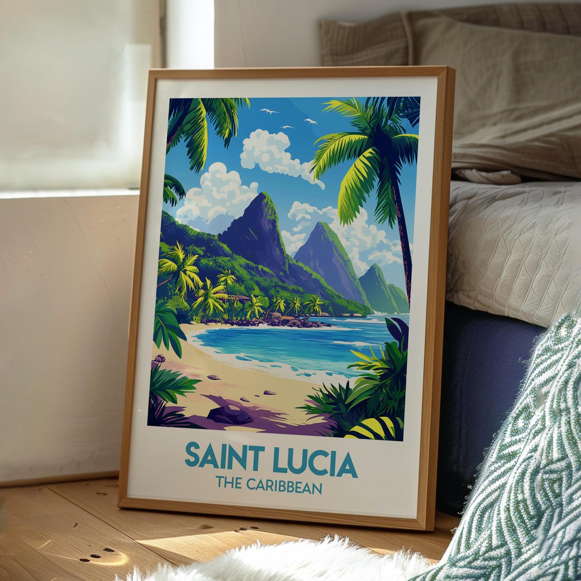 Saint Lucia Travel Poster, Caribbean Beach Art - Image 3