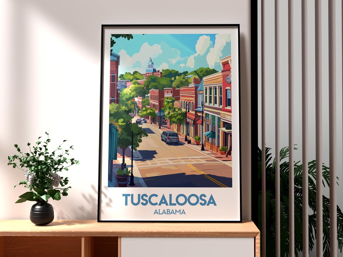 Tuscaloosa Alabama Historic Downtown Street College Town Poster