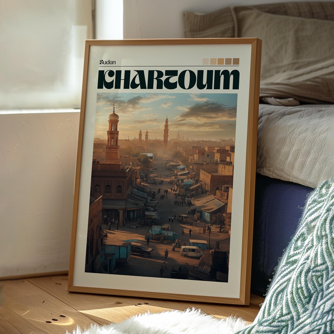 Khartoum Sudan Desert City Minarets Market Street Travel Poster - Image 3