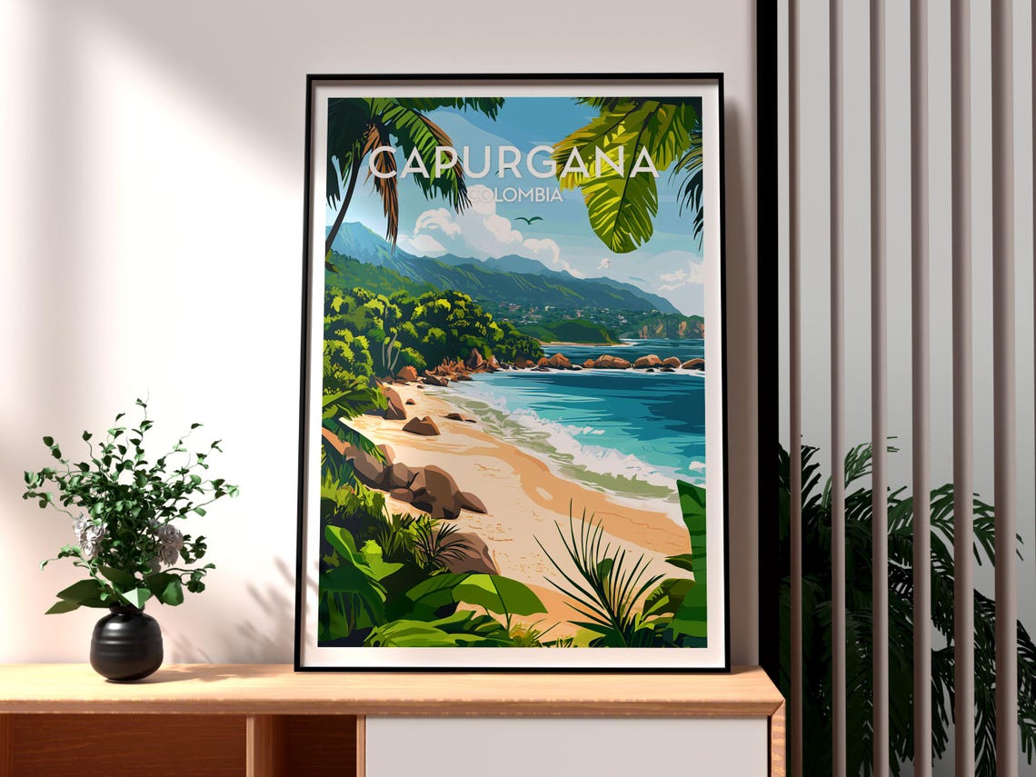 Capurgana Colombia Palm Beach Turquoise Bay Jungle Coast Poster