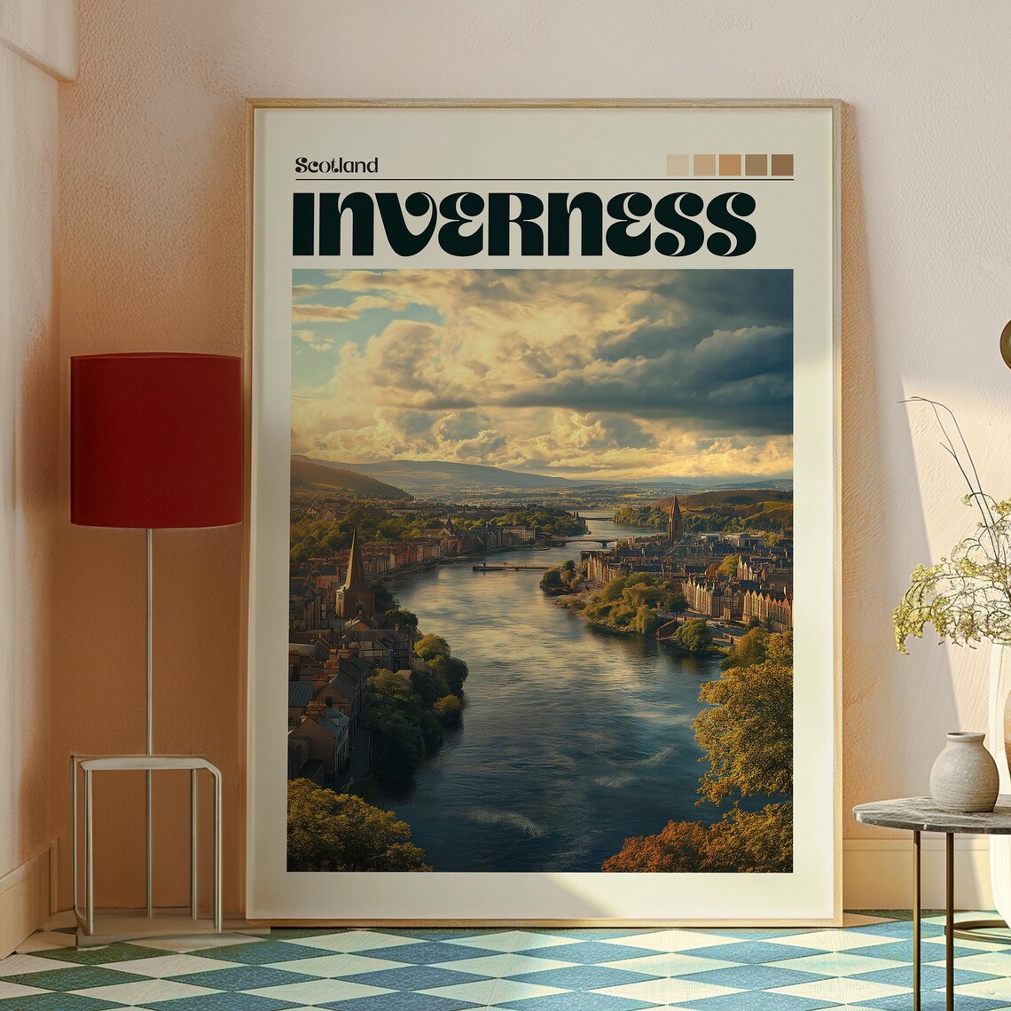 Inverness Scotland River Ness Sunset Cityscape Travel Poster - Image 2