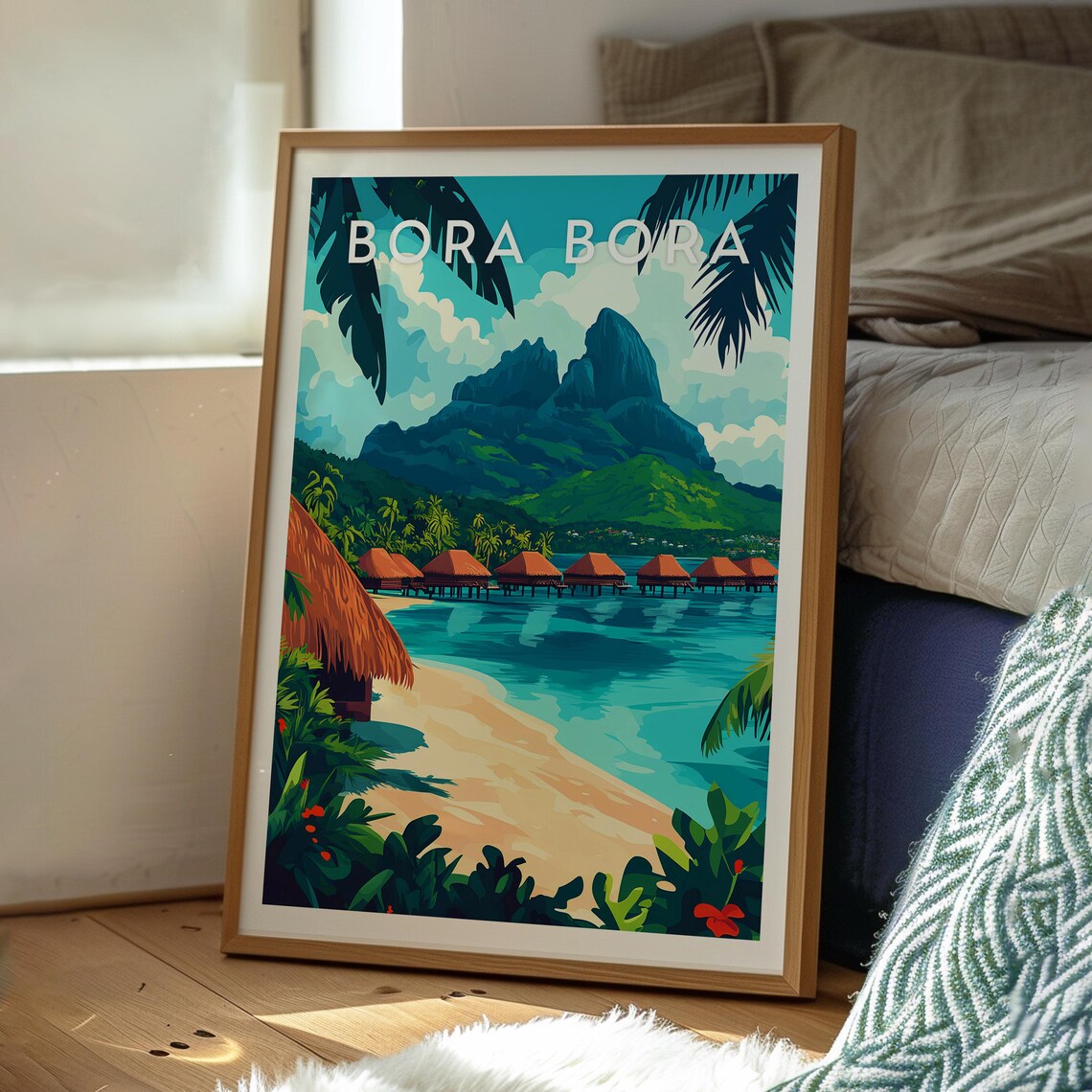 Bora Bora French Polynesia Lagoon and Overwater Villas Travel Poster - Image 3