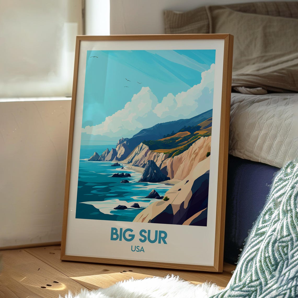 Big Sur USA Pacific Coast Cliffs Ocean Highway Travel Poster - Image 3