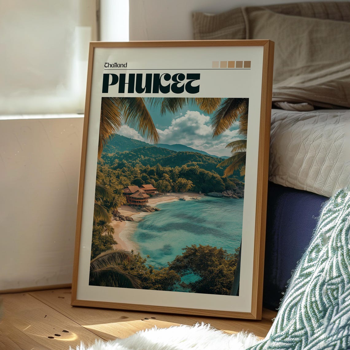 Phuket Thailand Turquoise Cove Beach Huts Island Travel Poster - Image 3