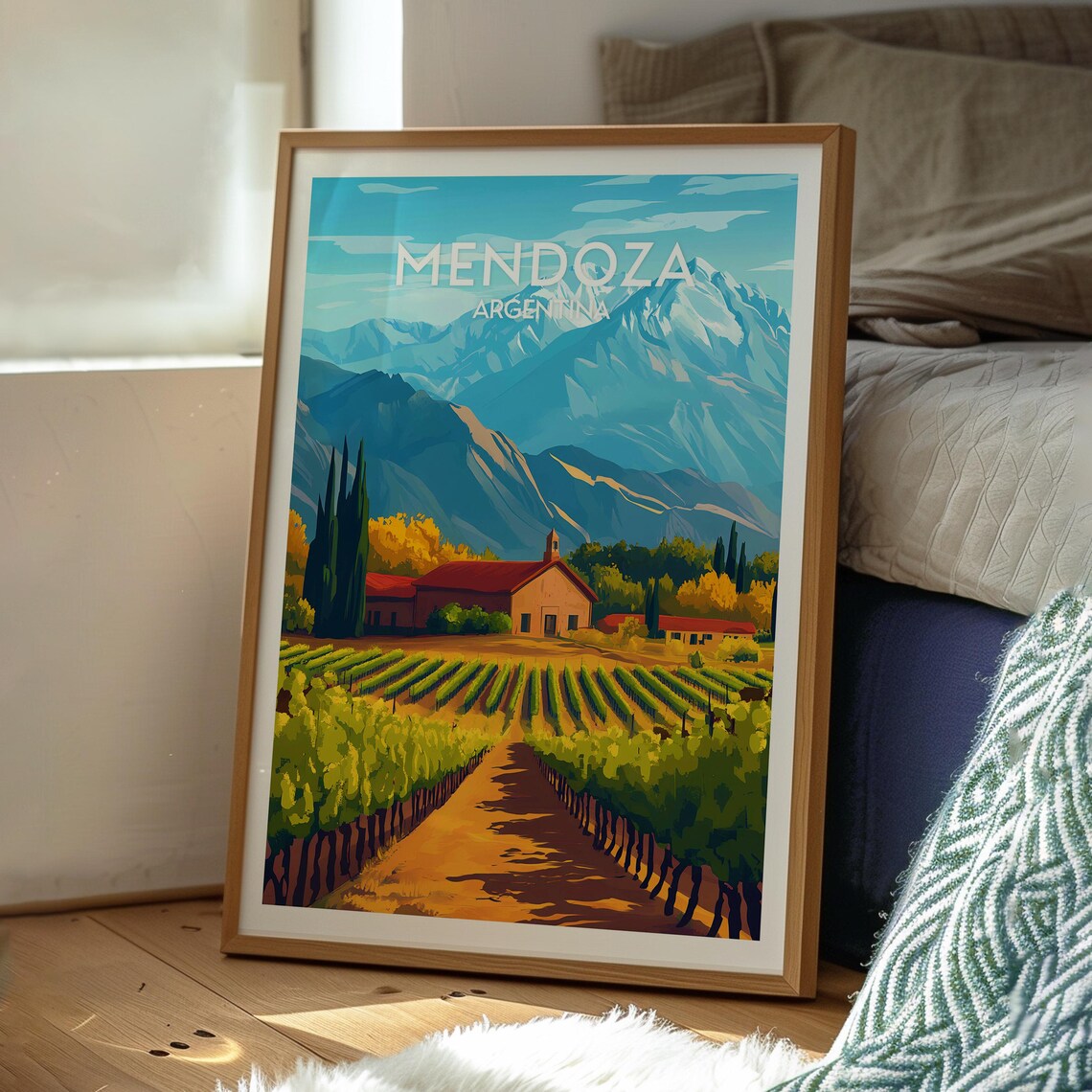 Mendoza Argentina Wine Valley Andes Mountain View Travel Poster - Image 3
