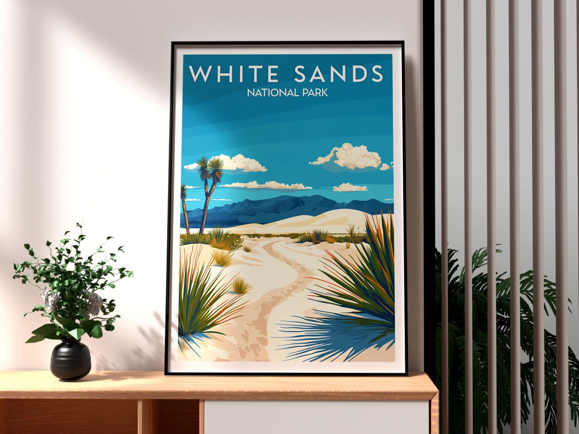 White Sands National Park New Mexico Dunes Yucca Desert Light Poster