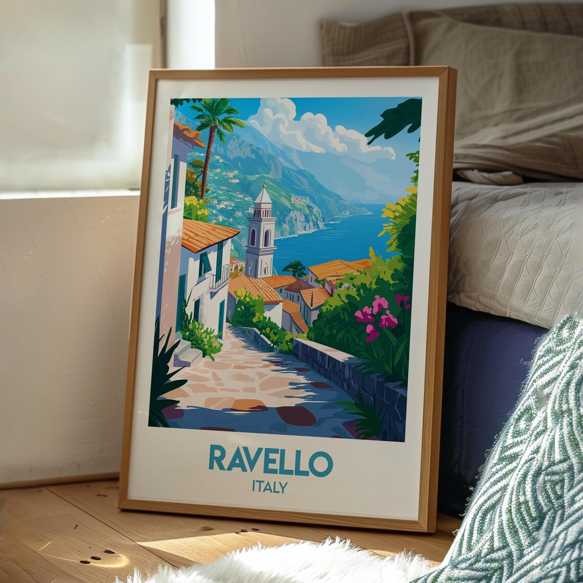 Ravello Italy Amalfi Coast Bell Tower Sea View Travel Poster - Image 3