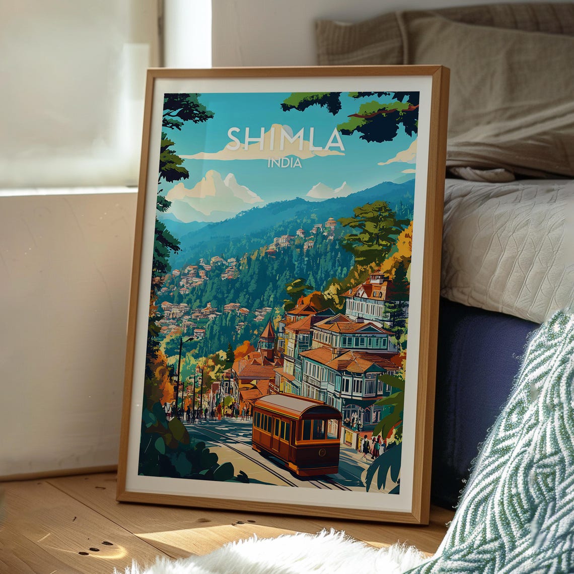 Shimla India Hill Station Tram Colonial Street Mountains Poster - Image 3