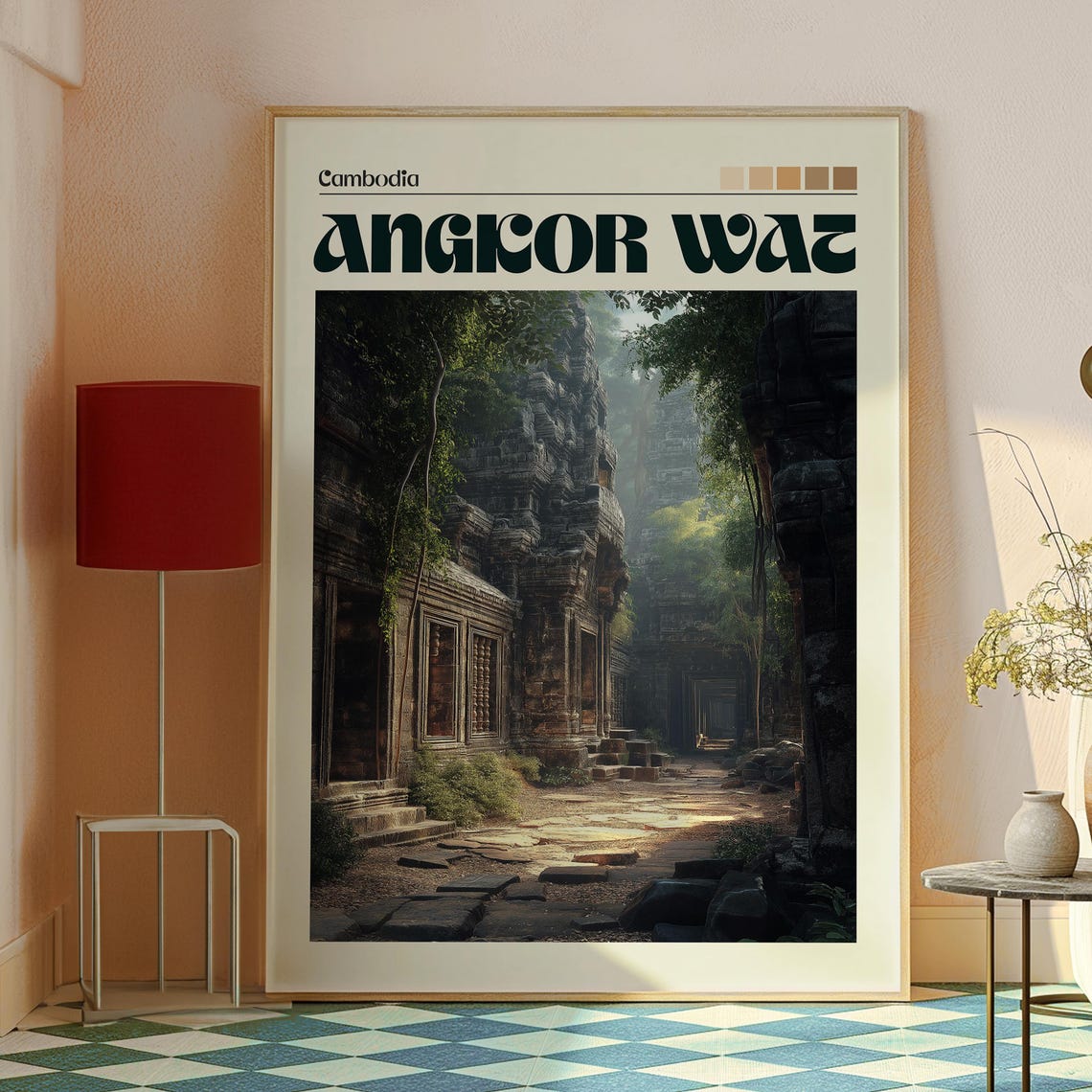 Angkor Wat Cambodia Jungle Temple Ruins Vintage Travel Poster - Image 2