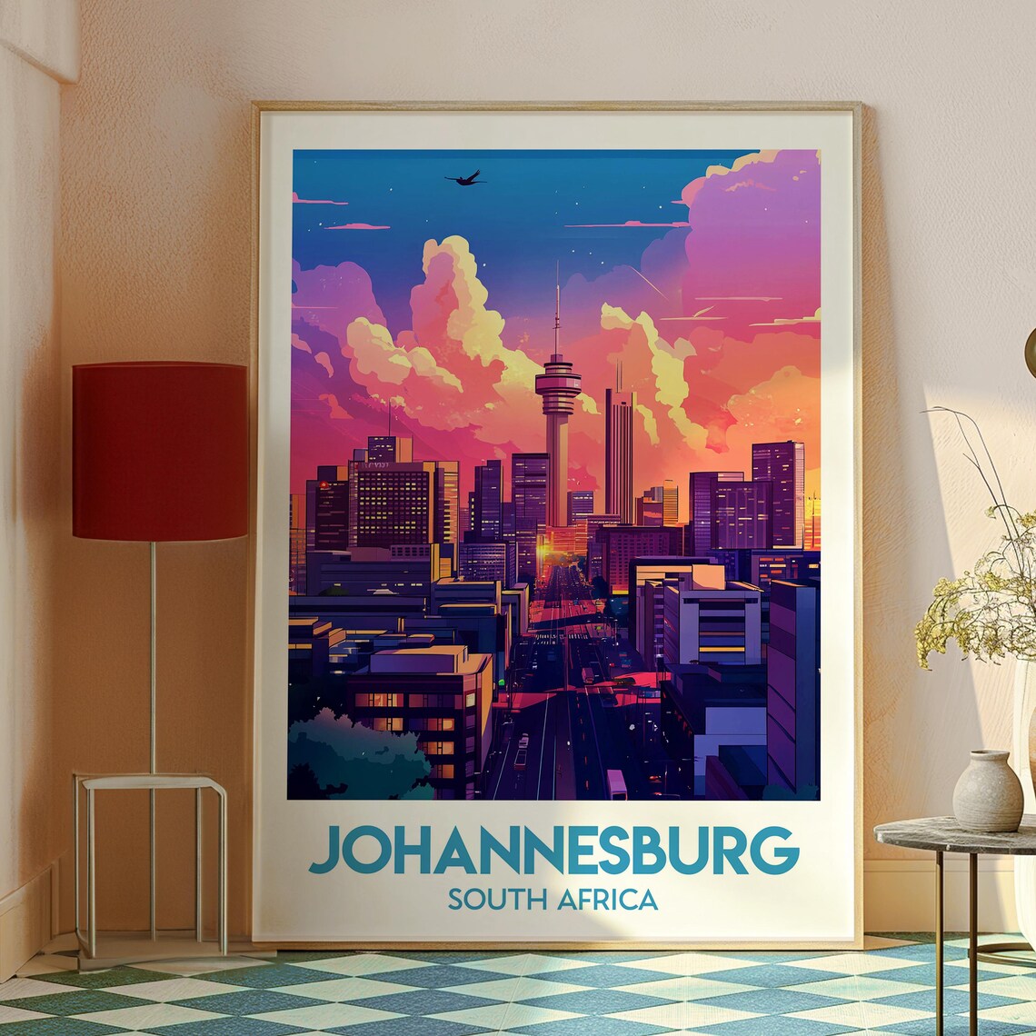 Johannesburg South Africa City Skyline Sunset Tower View Poster - Image 2
