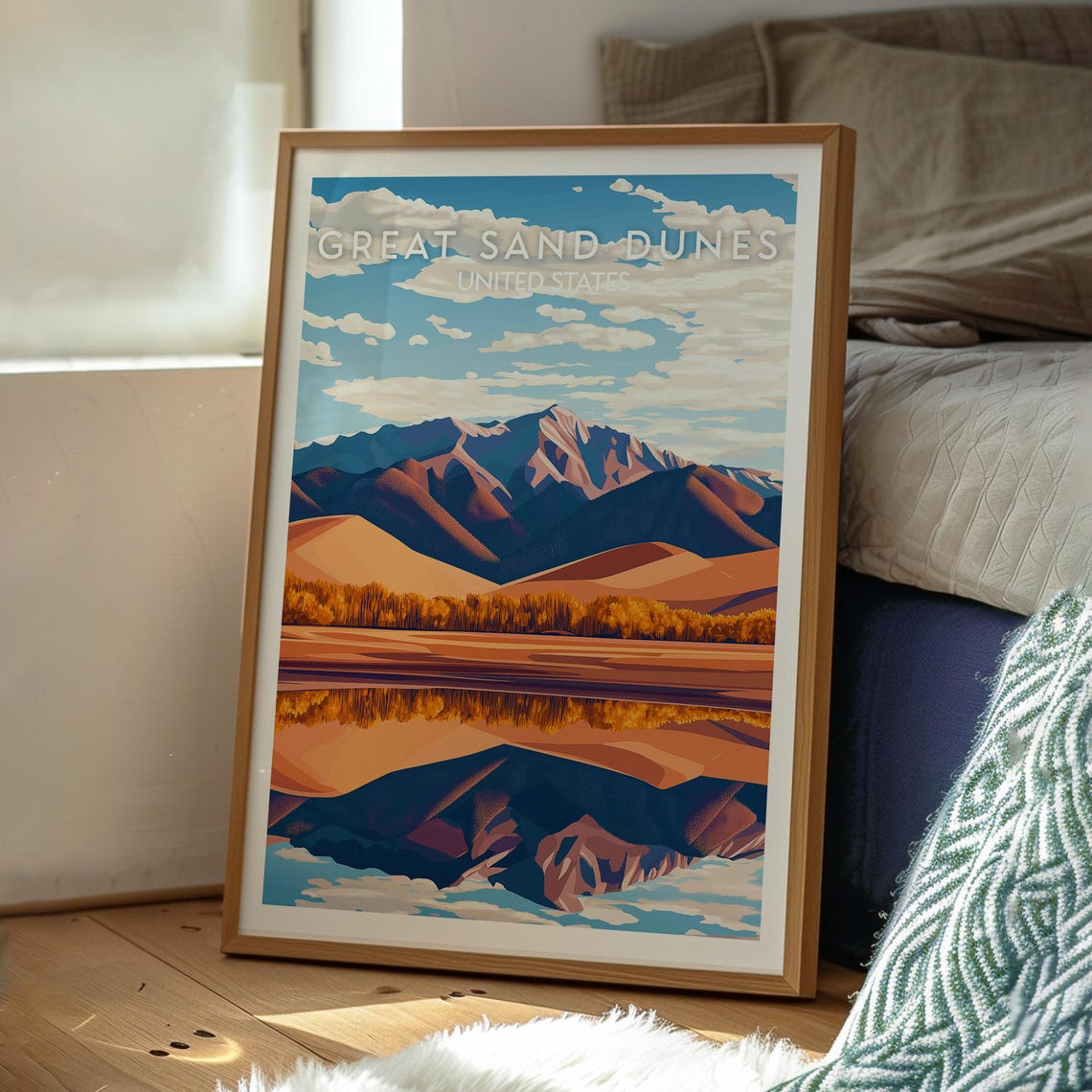 Great Sand Dunes Colorado Mirror Lake Reflection Travel Poster - Image 3
