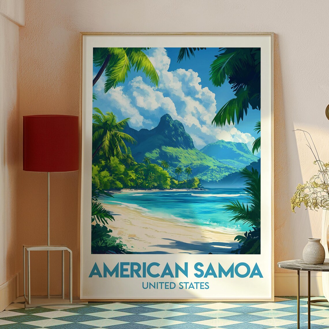 American Samoa United States Tropical Beach Island Travel Poster - Image 2