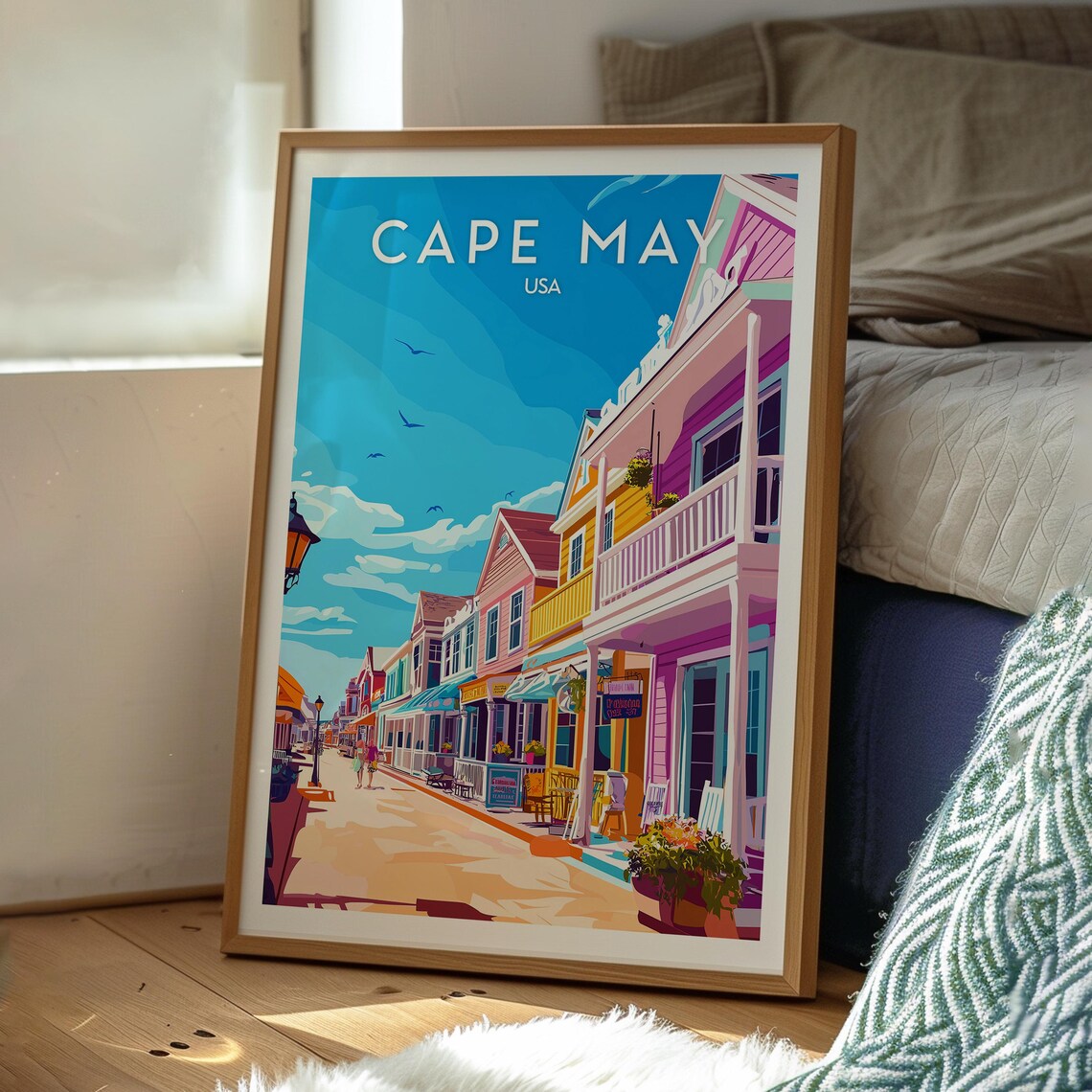 Cape May USA Victorian Painted Ladies Street Beach Town Poster - Image 3