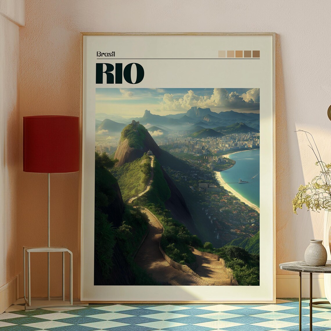 Rio Brazil Aerial Sugarloaf Coastline City Scenic Travel Poster - Image 2