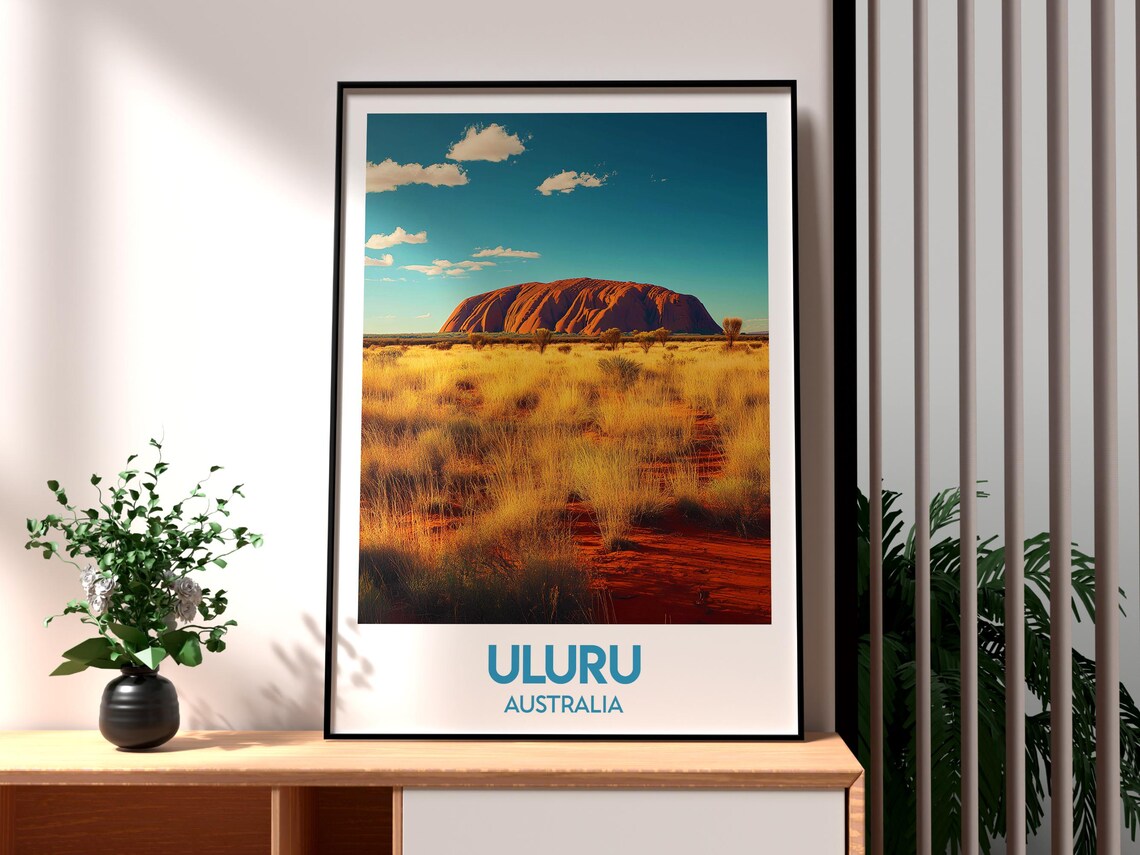 Uluru Australia Red Rock Monolith Desert Sunset Travel Art Poster