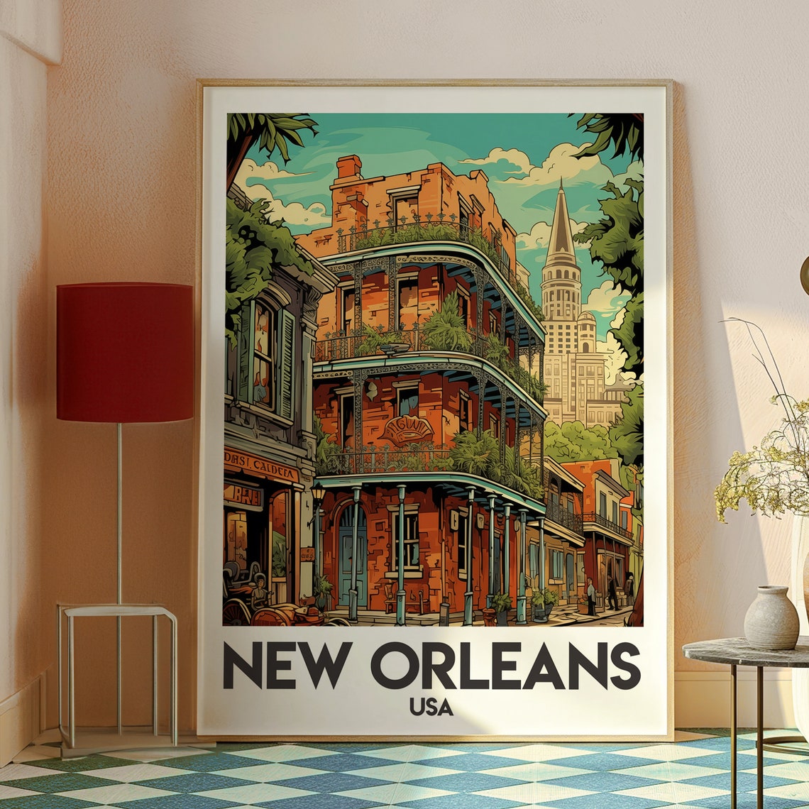 New Orleans USA Historic French Quarter Balcony Architecture Poster - Image 2