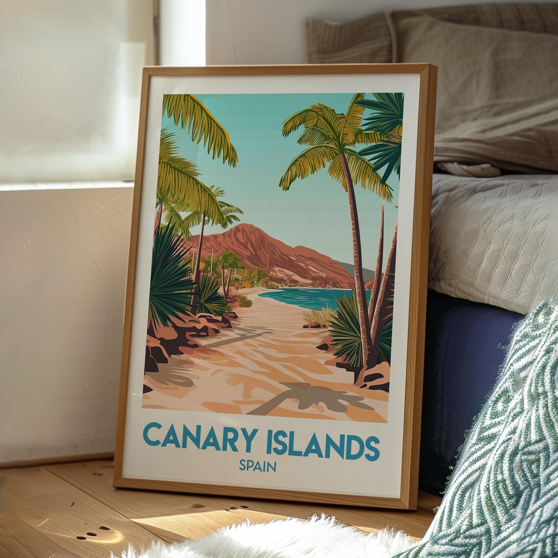 Canary Islands Spain Palm Beach Volcanic Mountain Coast Poster - Image 3