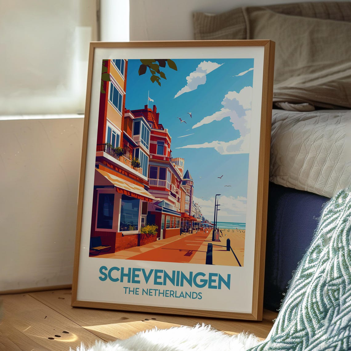 Scheveningen The Netherlands Beach Boulevard Retro Travel Poster - Image 3