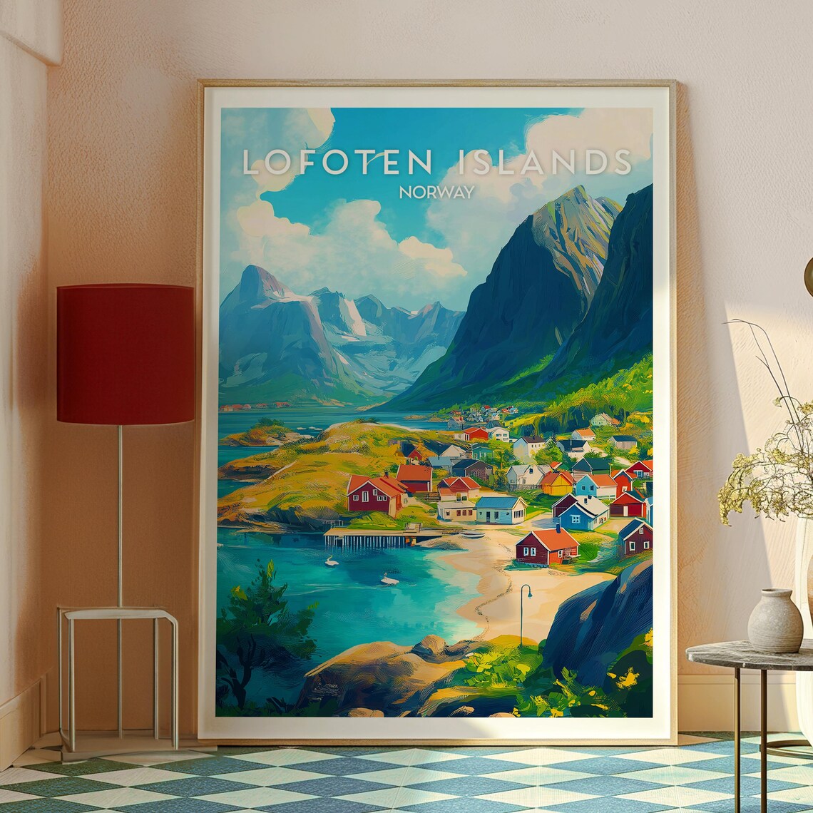 Lofoten Islands Norway Fishing Village Fjord Mountains Travel Poster - Image 2