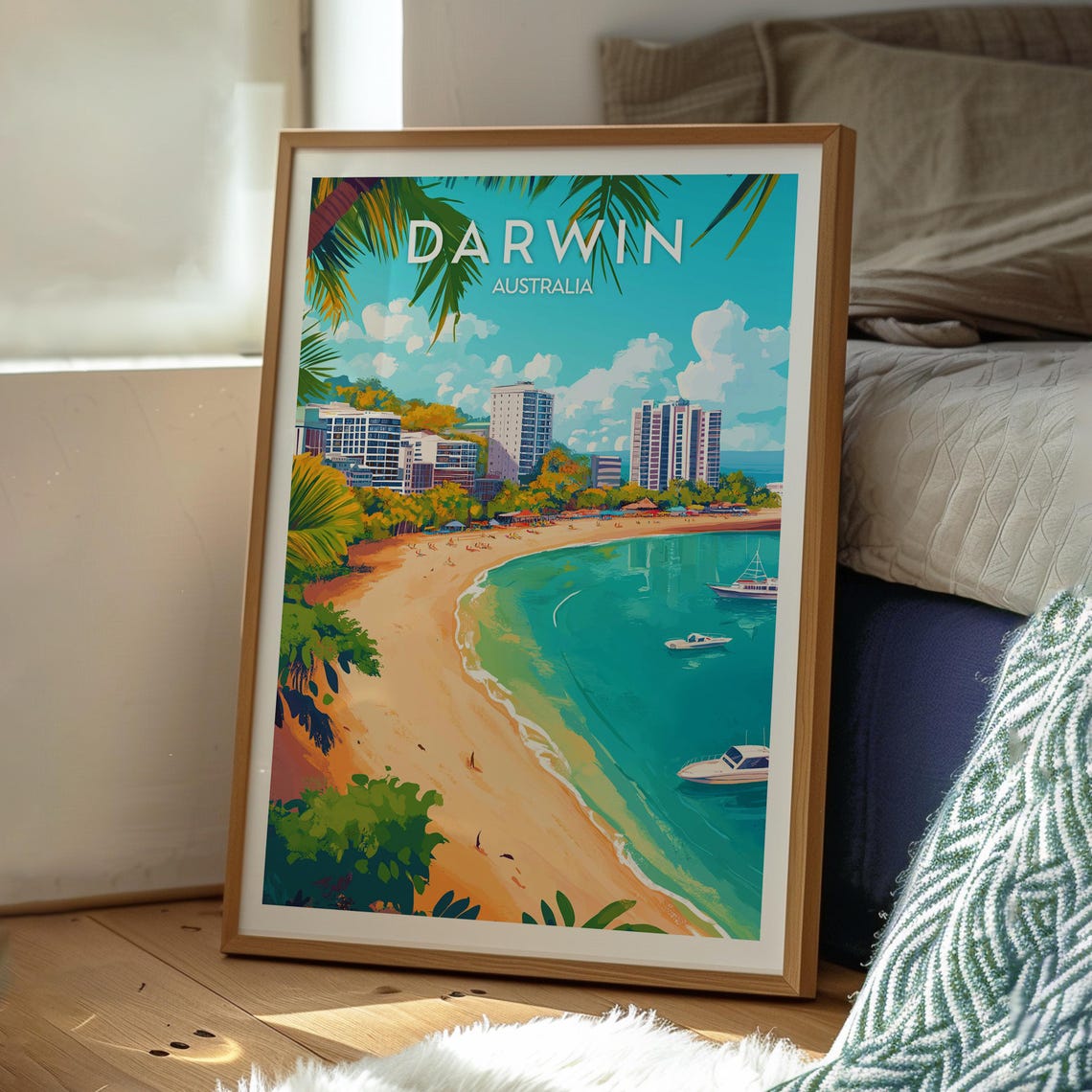 Darwin Australia Tropical Beachfront City Scene Coastal Travel Poster - Image 3