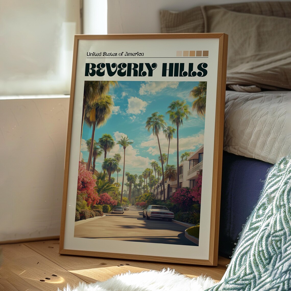Beverly Hills California Palm Tree Street View Travel Poster - Image 3