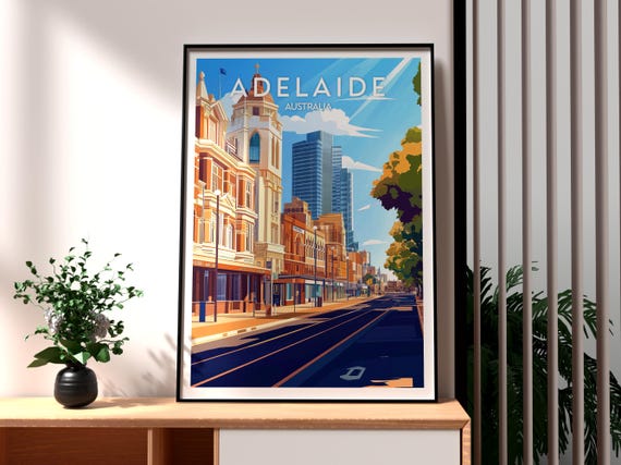 Adelaide Print Gold Coast Wall Art Australia Poster Travel City