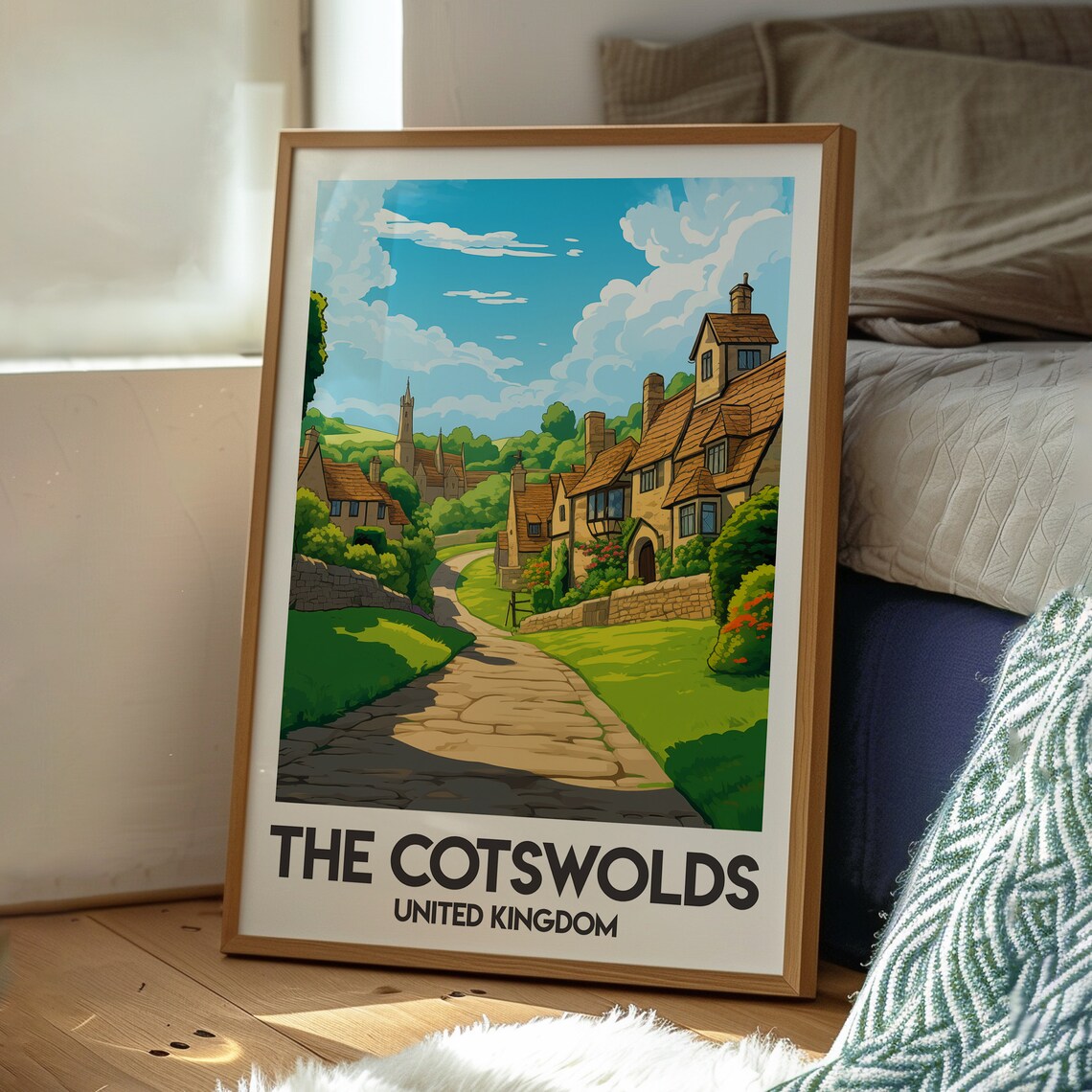 The Cotswolds United Kingdom Village Lane Scene Travel Poster - Image 3