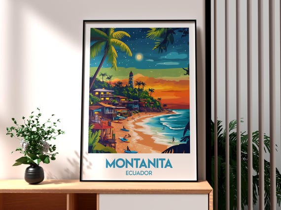 Montanita Ecuador Travel Poster, South America