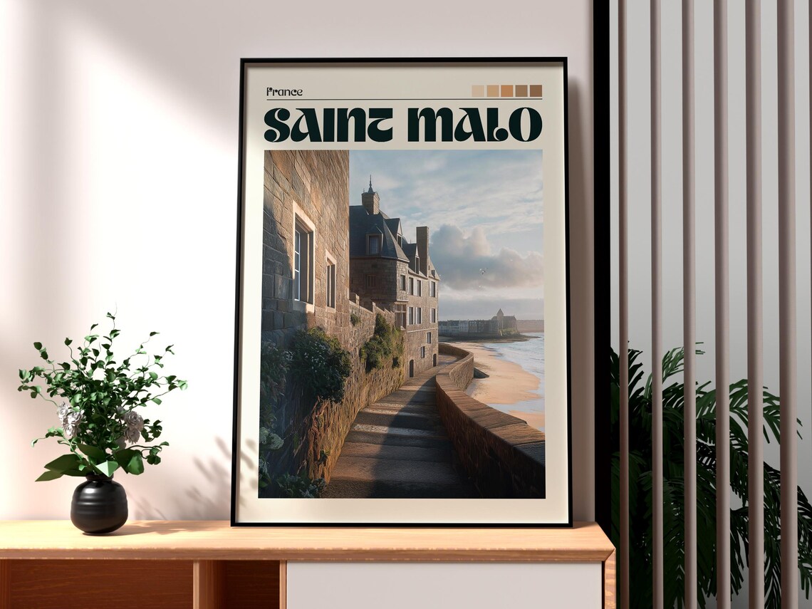Saint Malo France Historic Ramparts Coastal City Vintage Travel Poster