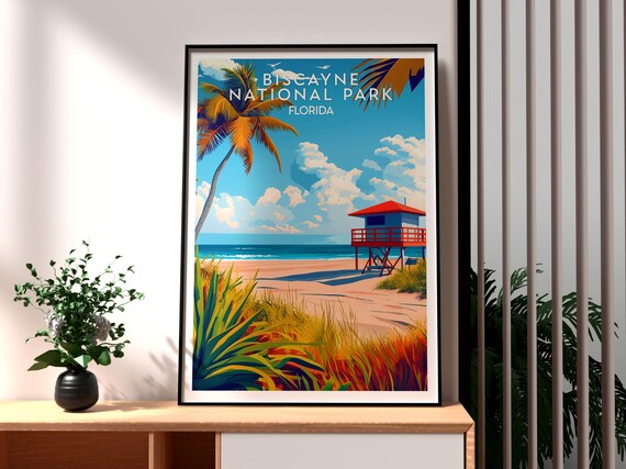 Biscayne National Park Florida Beach Lifeguard Travel Poster
