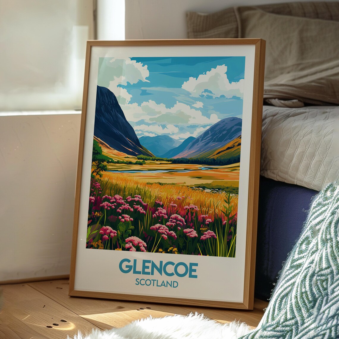 Glencoe Scotland Wildflower Valley Highland Vista Travel Poster - Image 3
