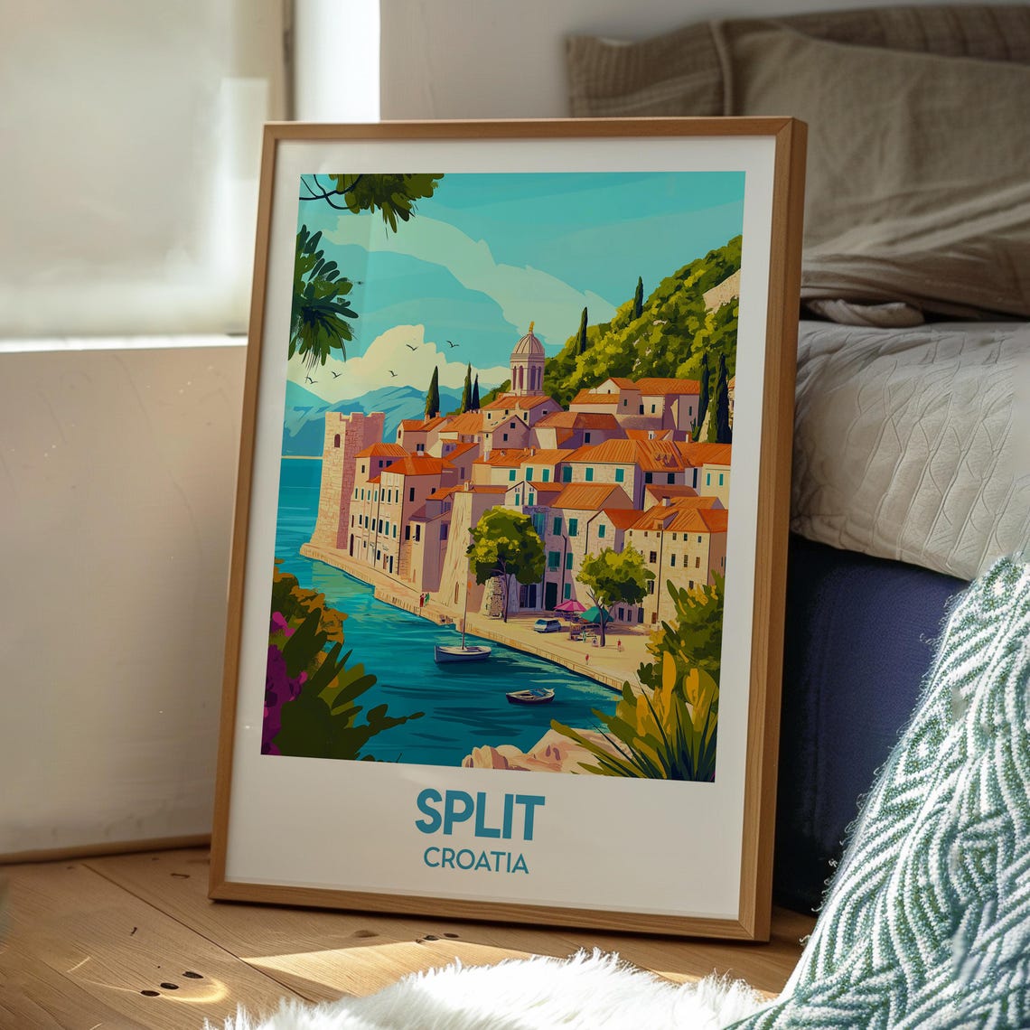 Split Croatia Old Town Harbor Adriatic Coastline Travel Poster - Image 2
