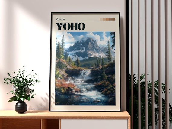 Yoho Canada Rocky Mountains Waterfall Alpine Lake Travel Poster
