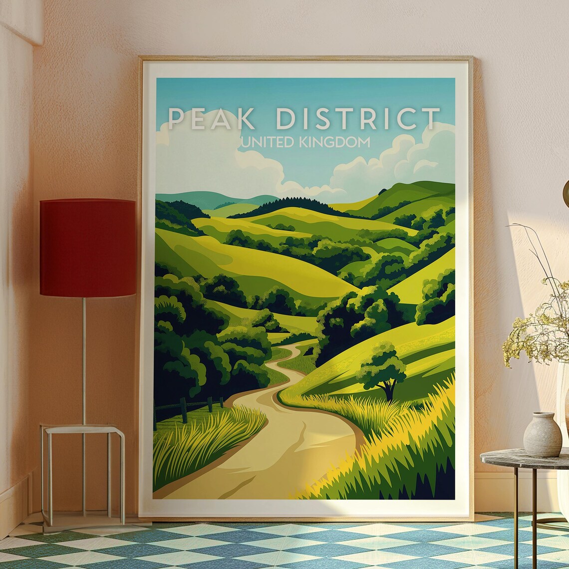 Peak District UK Rolling Green Hills Country Trail Walk Poster - Image 2