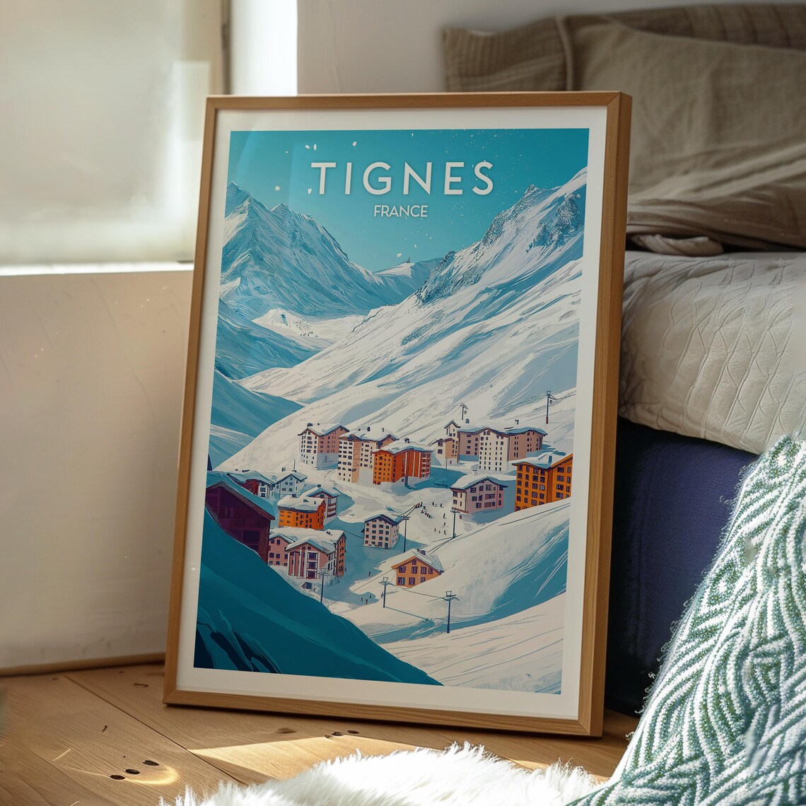 Tignes France Alpine Ski Resort Snowy Peaks Winter Travel Poster - Image 3