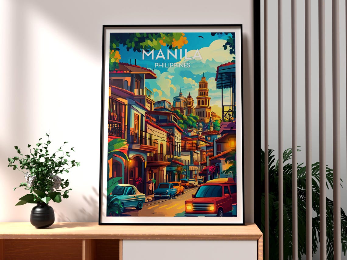 Manila Philippines Old Town Colonial Street Heritage Travel Poster
