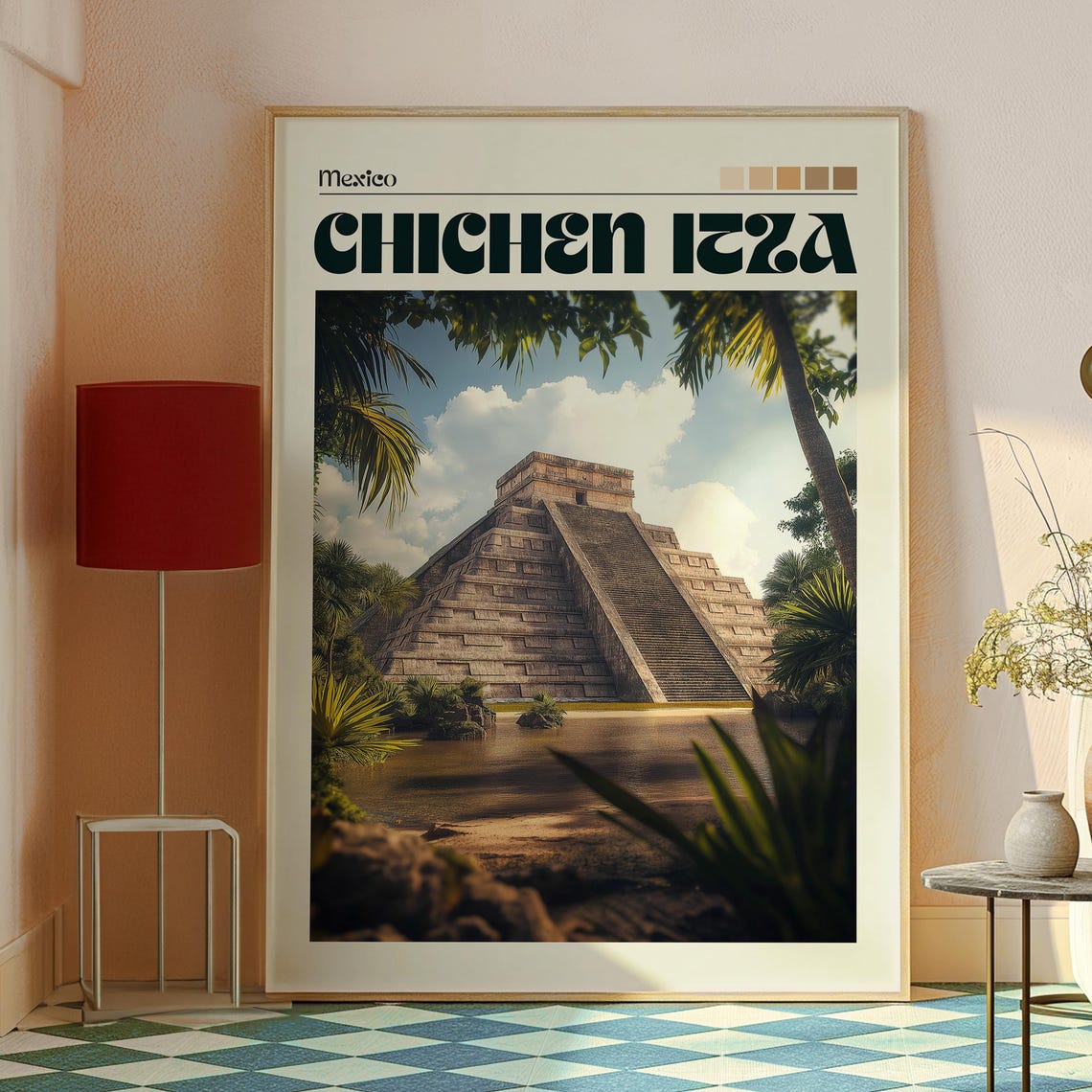 Chichen Itza Mexico El Castillo Mayan Pyramid Jungle Travel Poster - Image 2