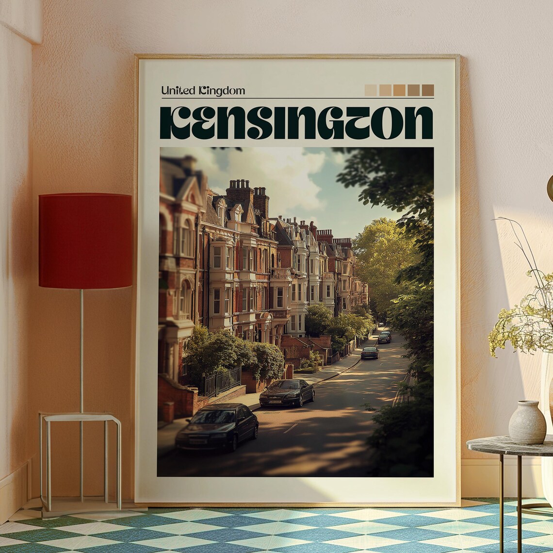 Kensington United Kingdom Victorian Terrace Street Vintage Poster - Image 2