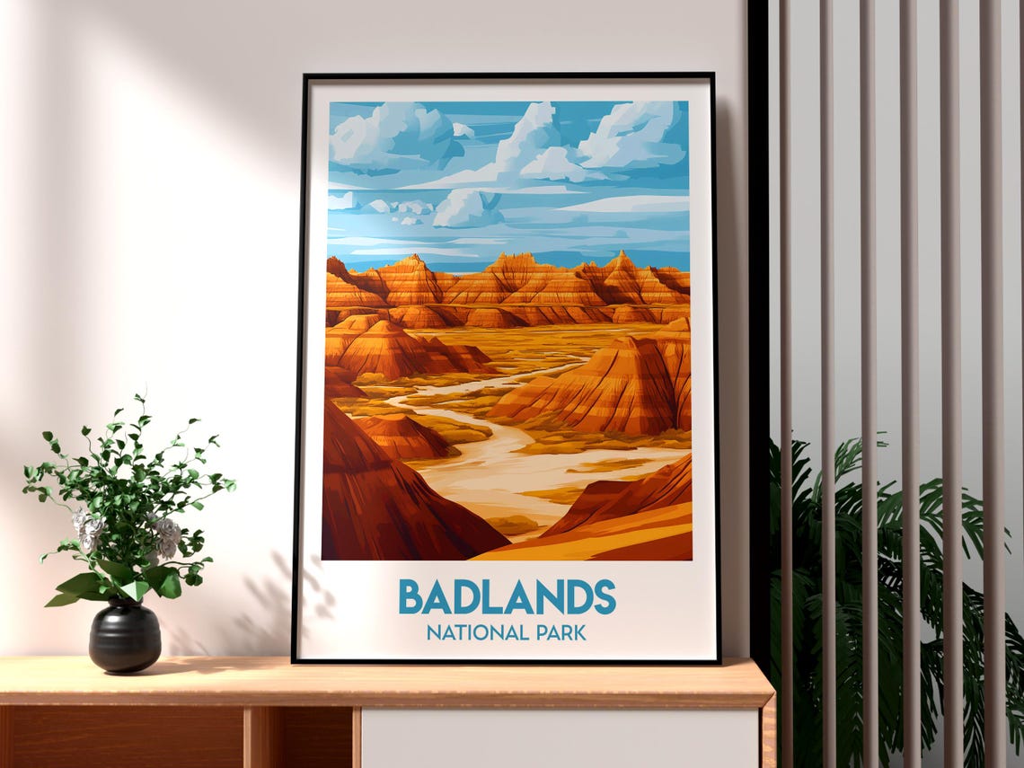 Badlands National Park South Dakota Eroded Buttes Travel Poster